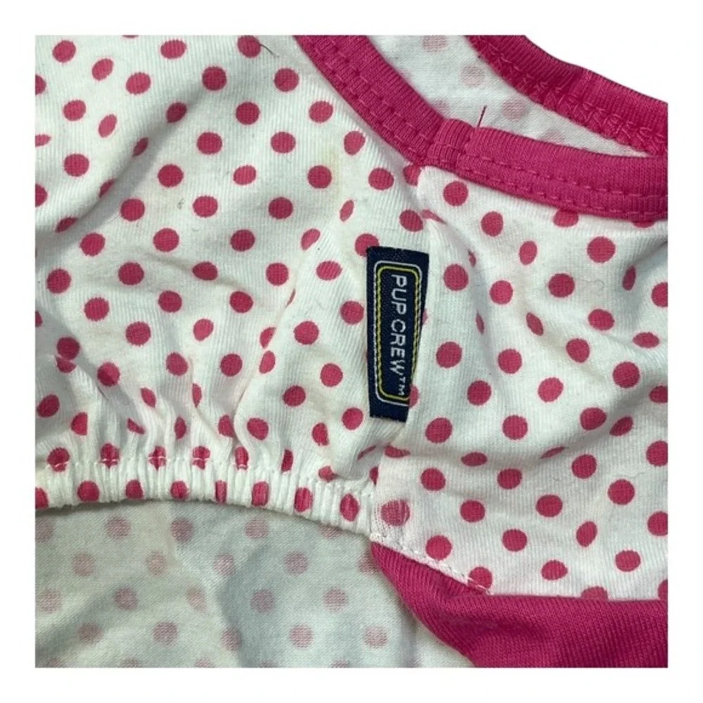Pup Crew Polka Dot Pet‎ Dress Medium Pink White Bow Ruffle Petco 2011 Girly